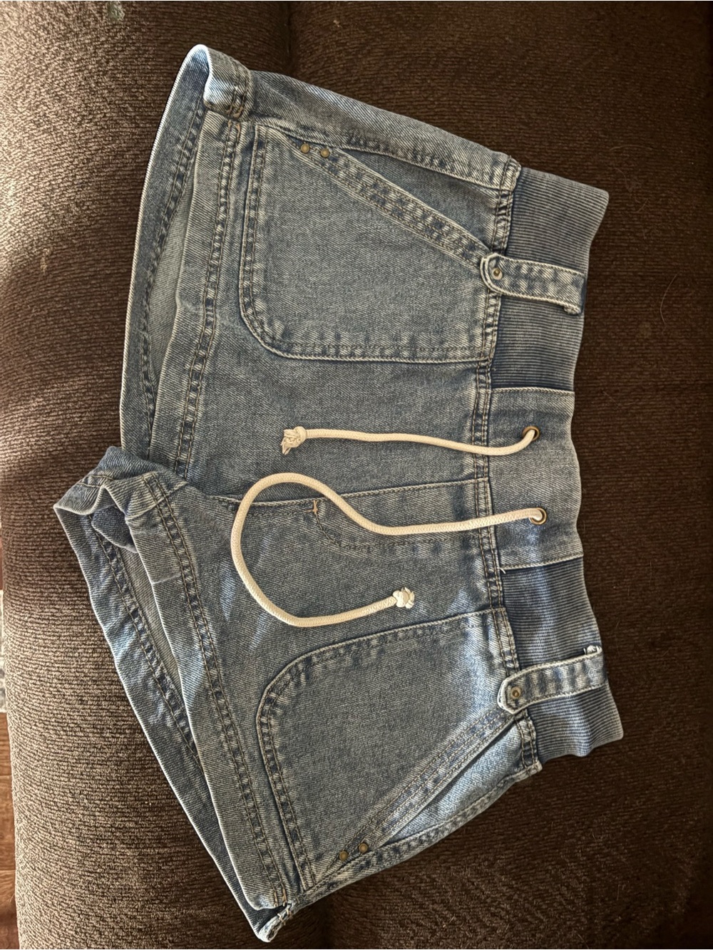 Vanilla Star Light Blue Denim Drawstring Jean Shorts